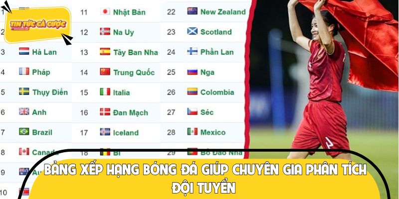Bảng xếp hạng bóng đá giúp chuyên gia phân tích đội tuyển 